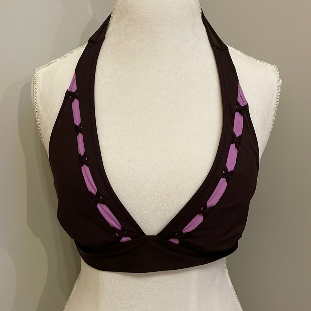 Anne Cole Collection Swim Bikini Top, size Medium, Brown & Purple